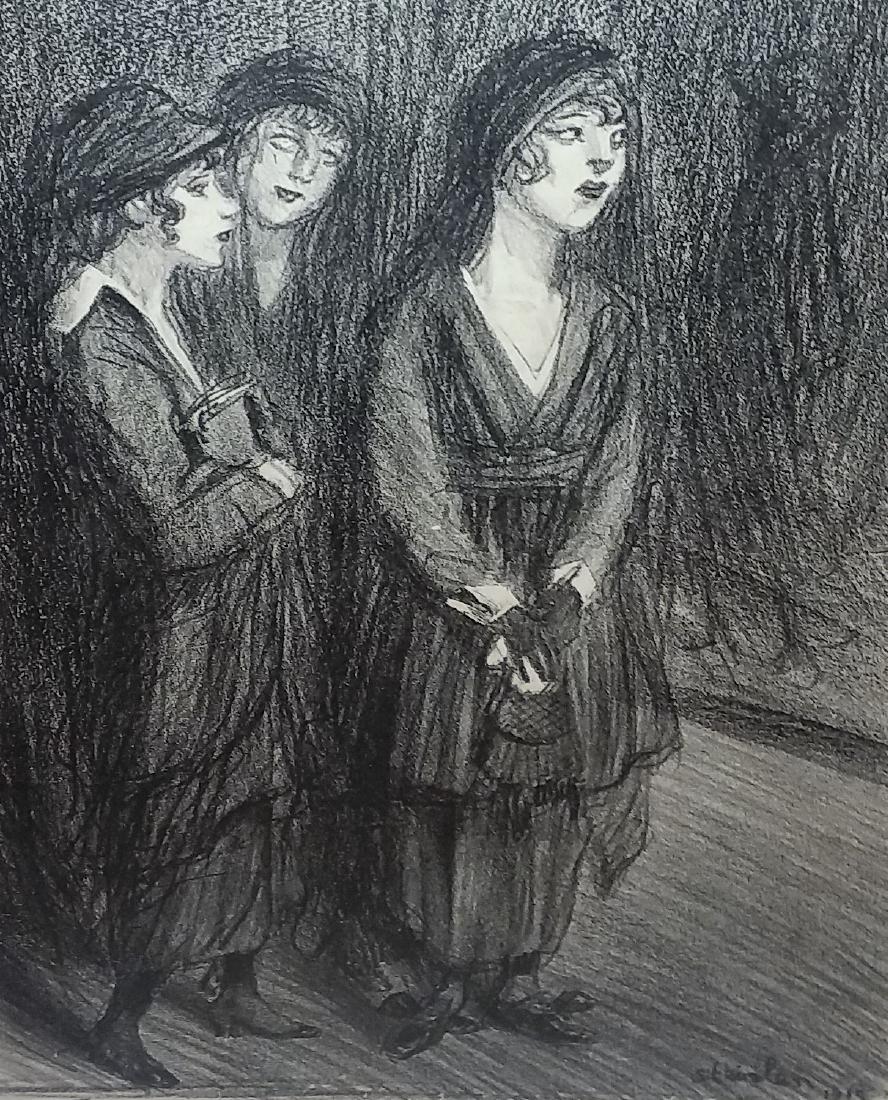 THEOPHILE STEINLEN , "THREE WOMEN IN WAIT", FRENCH (1 of 4)