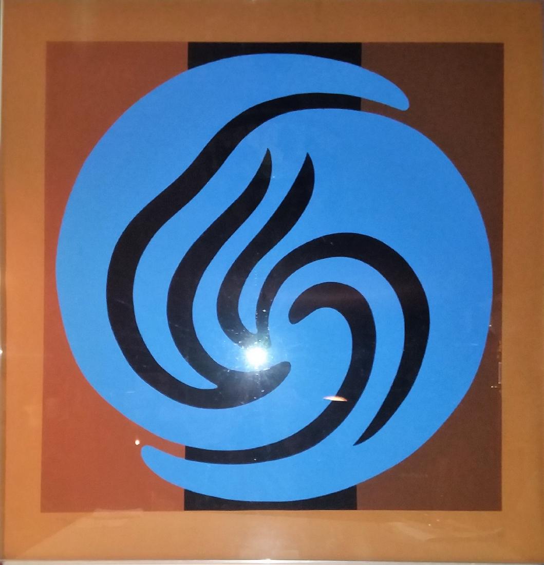 JACK YOUNGERMAN "BLUE CIRCLE" ABSTRACT LG PRINT SIGNED: JACK YOUNGERMAN (1926 - ) "BLUE CIRCLE" ABSTRACT LG. PRINT SIGNED INFOVERSO. DIMENSIONS: 41"x42" ; 49"x50" F/G