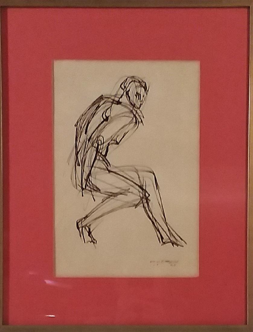 WILLIAM HORACE LITTLEFIELD ORIGINAL SIGNED: WILLIAM HORACE LITTLEFIELD (1902 - 1969) "NOTED MALE NUDE ARTIST" PEN/INK/PAPER ORIGINAL SIGNED DATED 1929. DIMENSIONS:9"X13" ; 15 3/4"x20" F/G (TEAR)