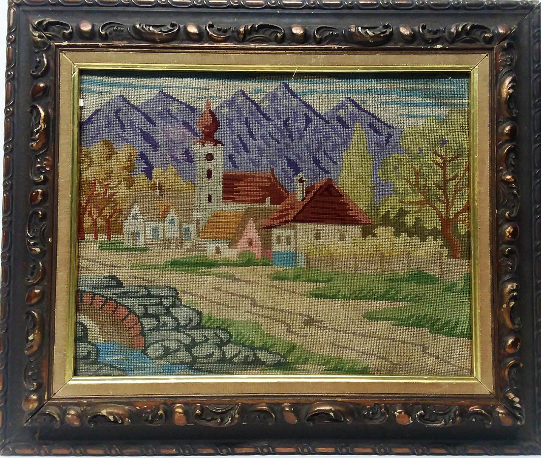 19TH C. AUSTRIAN TAPESTRY WOOL-WORK WEAVING (1 of 2)