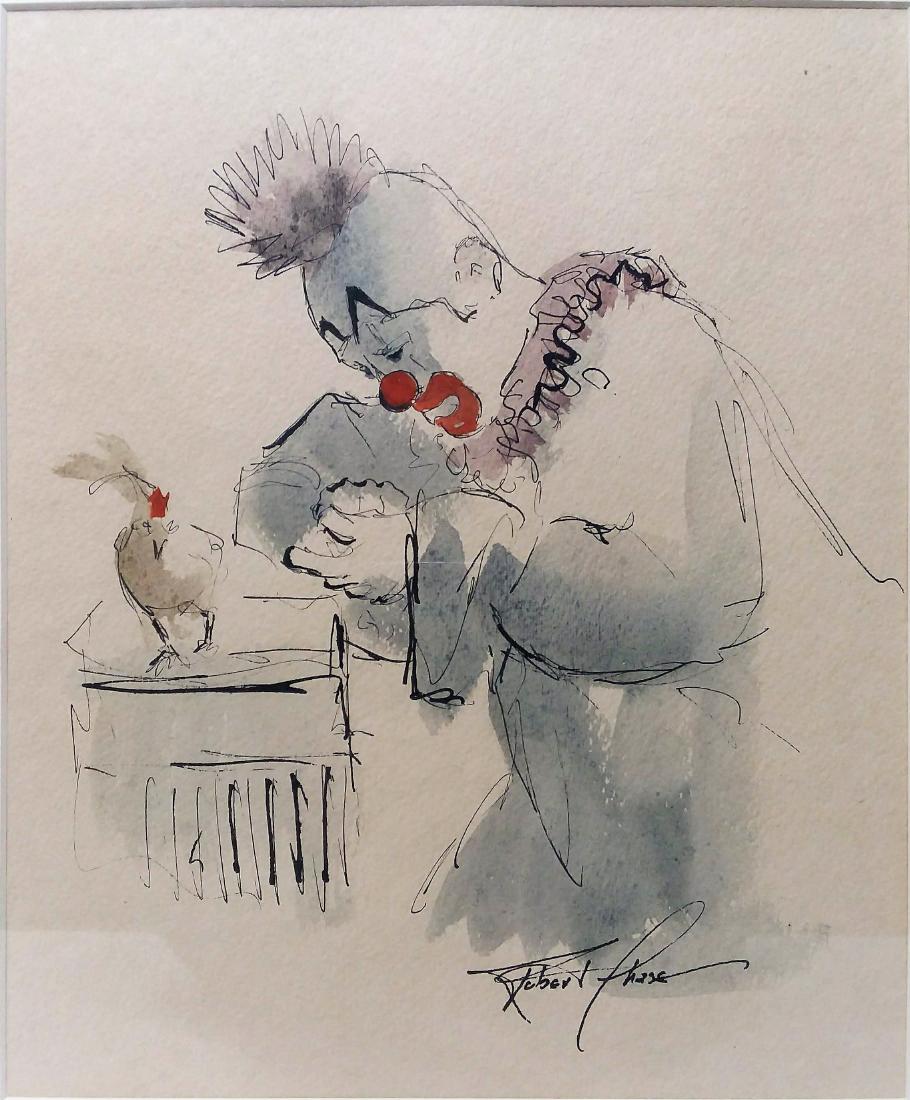 ROBERT CHASE "CLOWN" W/C & INK (1 of 4)