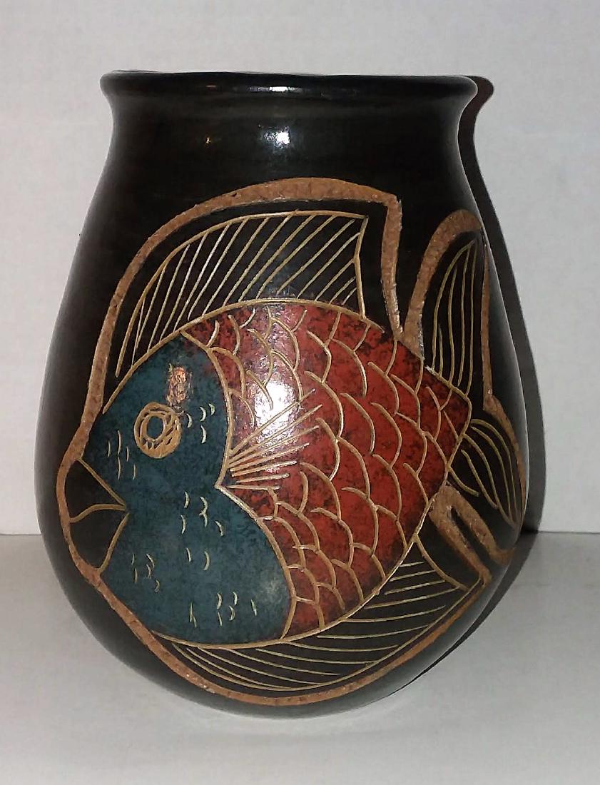 VINTAGE STUDIO POTTERY, PRE-COLUMBIAN STYLE, ENGRAVED (1 of 3)