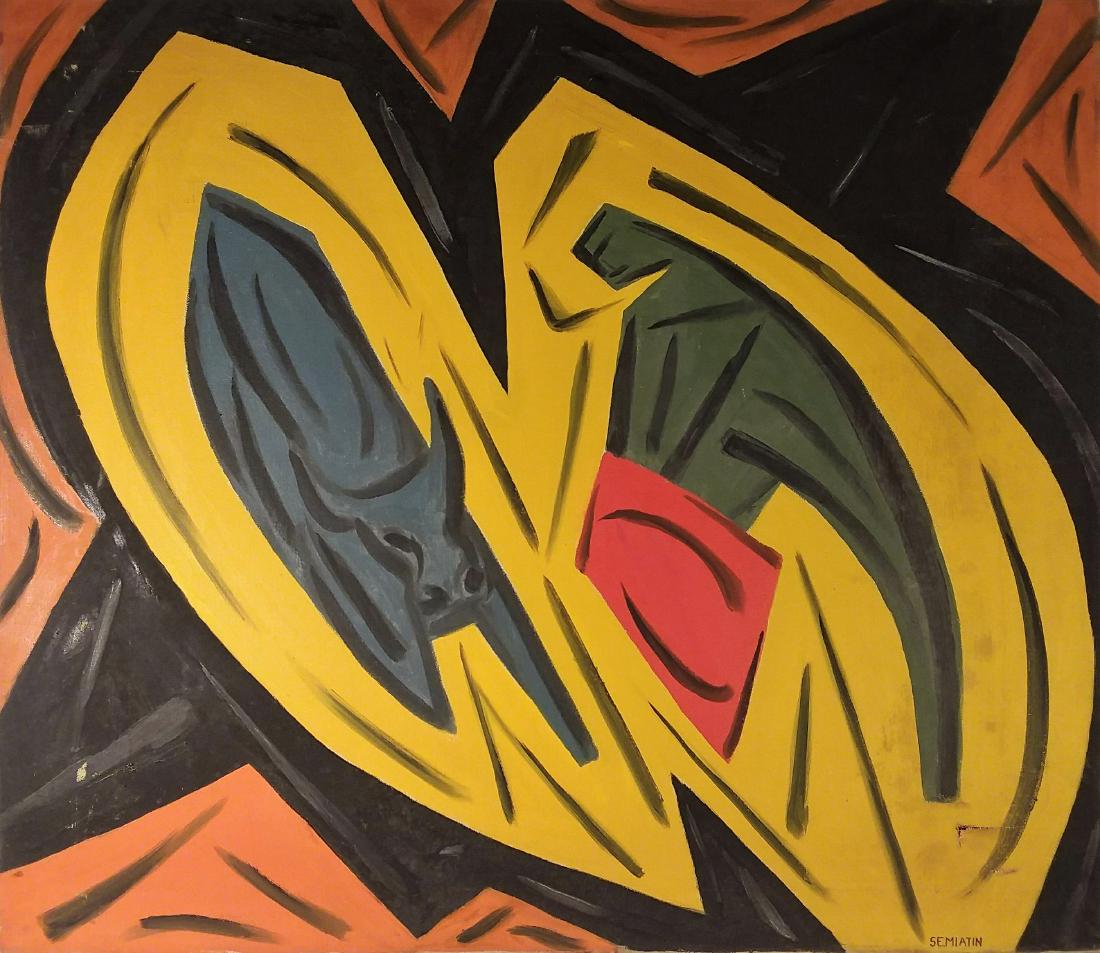 JACOB SEMIATIN,  EXPRESSIONIST ABSTRACT, O/C (1 of 2)