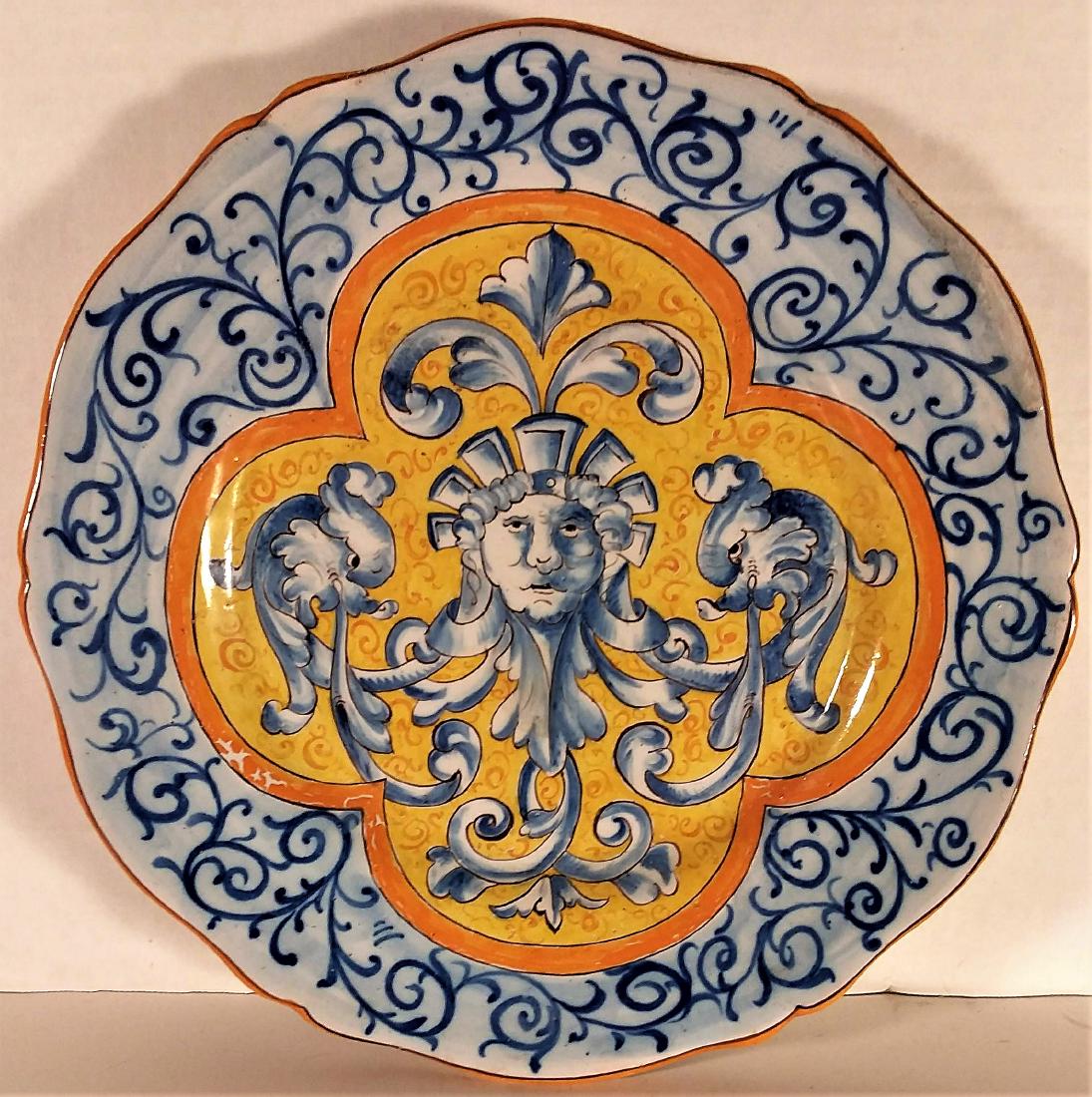 Early French tin glazed Renaissance style plate (1 of 2)