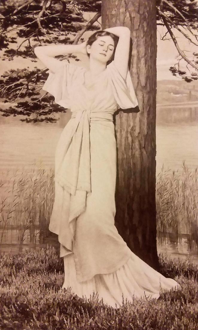 FROM HANFSTAENGL FAMILY PRINT FOLIO: "Morgen, #2750, photographische gesellschaft, Berlin. Copyright 1898. Dimensions: 6"x10" The Old Red Barn acquired a folio of German etchings from a local consignor. These etchings were in their posse