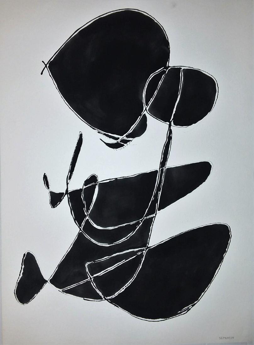JACOB SEMIATIN, AMERICAN ABSTRACT EXPRESSIONIST: JACOB SEMIATIN (1915 - 1992) ; NYC ARTIST) O/C, SIGNED L/R 34"x22". Jacob Semiatin, American Abstract Expressionist. Fine lg, watercolor, signed from his estate. A once quite well known Brooklyn and W