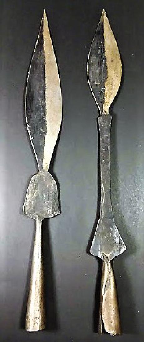 Two Lethal African Iron Formed Spearheads (1 of 1)
