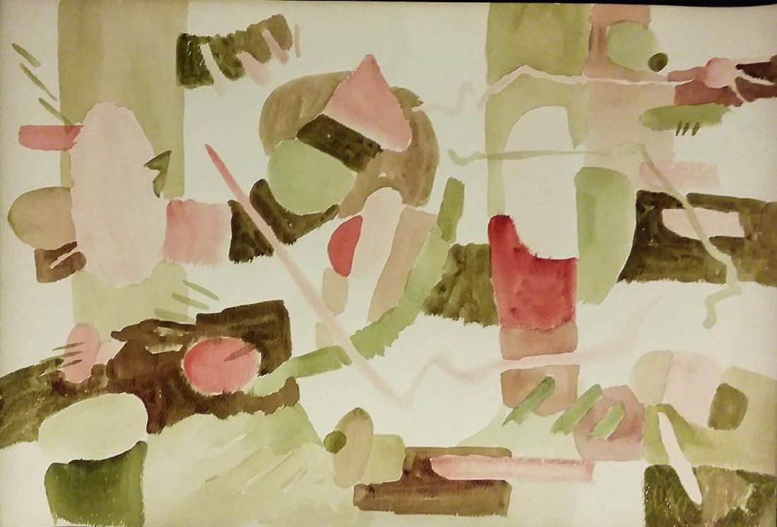 JACOB SEMIATIN, AMERICAN ABSTRACT EXPRESSIONIST, 1969: JACOB SEMIATIN (1915 - 1992) ; NYC ARTIST) O/C, SIGNED L/R 22"x15". Jacob Semiatin, American Abstract Expressionist. Fine lg, watercolor, signed from his estate. A once quite well known Brooklyn and W