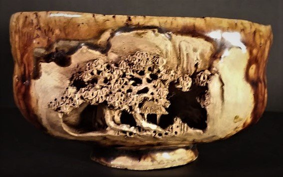 Carved Japanese Tea Bowl & Another (1 of 7)