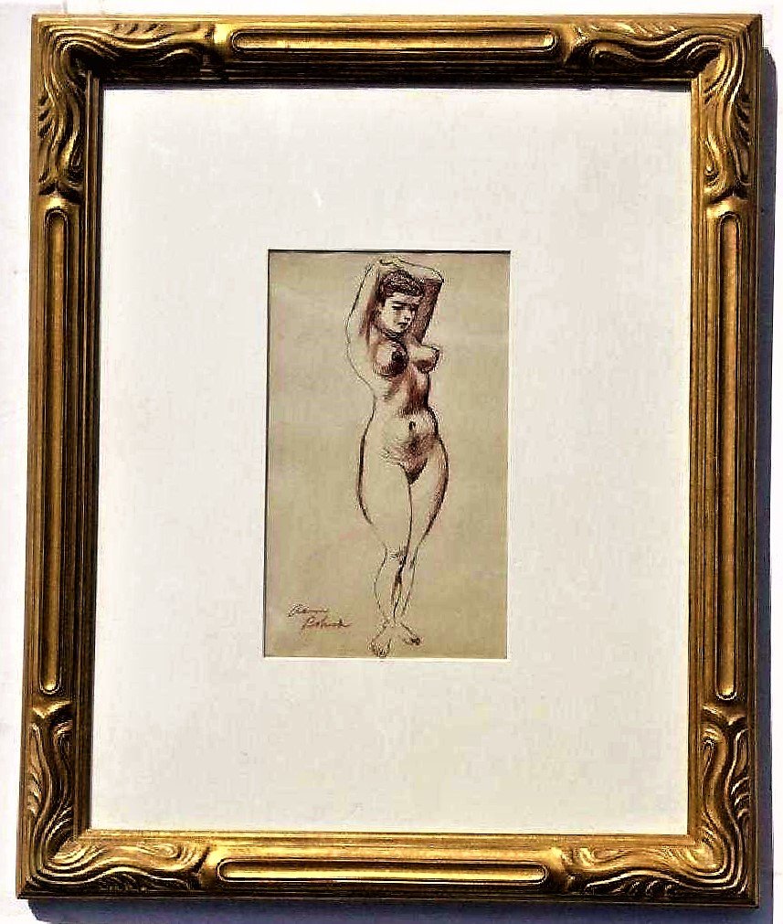 Aaron Bohrod,1907-92 W/C Ink Wash Nude: Aaron Bohrod,1907-92 W/C Ink Wash Nude Highly listed American regionalist, fine example from his estate, complete provenance and all info on reverse, gallery label. Lesser in my view but similar aucti