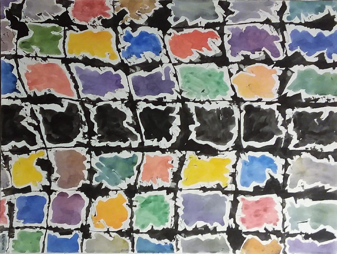 JACOB SEMIATIN, AMERICAN ABSTRACT EXPRESSIONIST: JACOB SEMIATIN (1915 - 1992) ; NYC ARTIST) O/C, SIGNED L/R Jacob Semiatin, American Abstract Expressionist. Fine lg, watercolor, signed from his estate. A once quite well known Brooklyn and Woodstock 