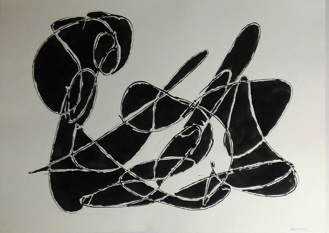 Jacob Semiatin 1915-2003 N.Y. Abstract Expressionist: JACOB SEMIATIN (1915 - 2003) ; N.Y.C. and Woodstock, N.Y. Abstract Expressionist. This one from 19981, signed and 30" X 22", Fine condition, this or numerous can be tube shipped.Fine and highly singul