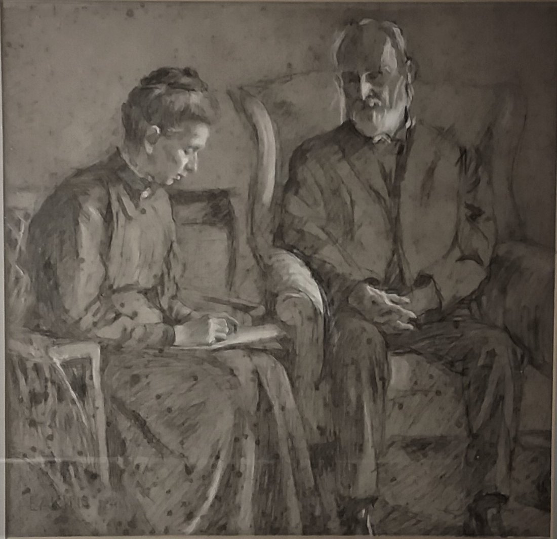 Thomas Eakins, 1844-1916 Charcoal Drawing: Thomas Eakins, 1844-1916 Charcoal Drawing This was said to be a family related drawing or study, perhaps for a painting not found or yet discovered, though it seems more of a finished drawing, perhaps
