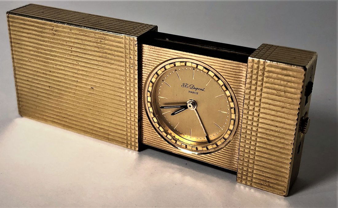S. T. Dupont Gold Clad Vintage Travel Alarm Clock (1 of 6)