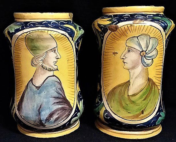 Pair of Italian Renaissance Majolica Albarello (1 of 6)