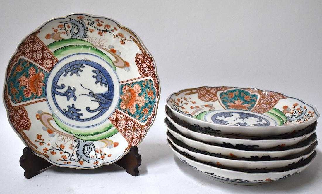 A Fine Set of 6 Early Edo Imari Deep Plates (1 of 2)