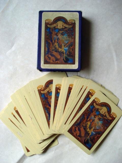 EDISON MAZDA PLAYING CARDS, NIGHT IS FLED, PARRISH: MAXFIELD PARRISH - Misc. Spinoff - Advertising, 1918, full deck, EDISON MAZDA PLAYING CARDS, DAWN AND NIGHT IS FLED. The Pfahl Electric Company, Lighting fixtures and supplies, Electric Construction,