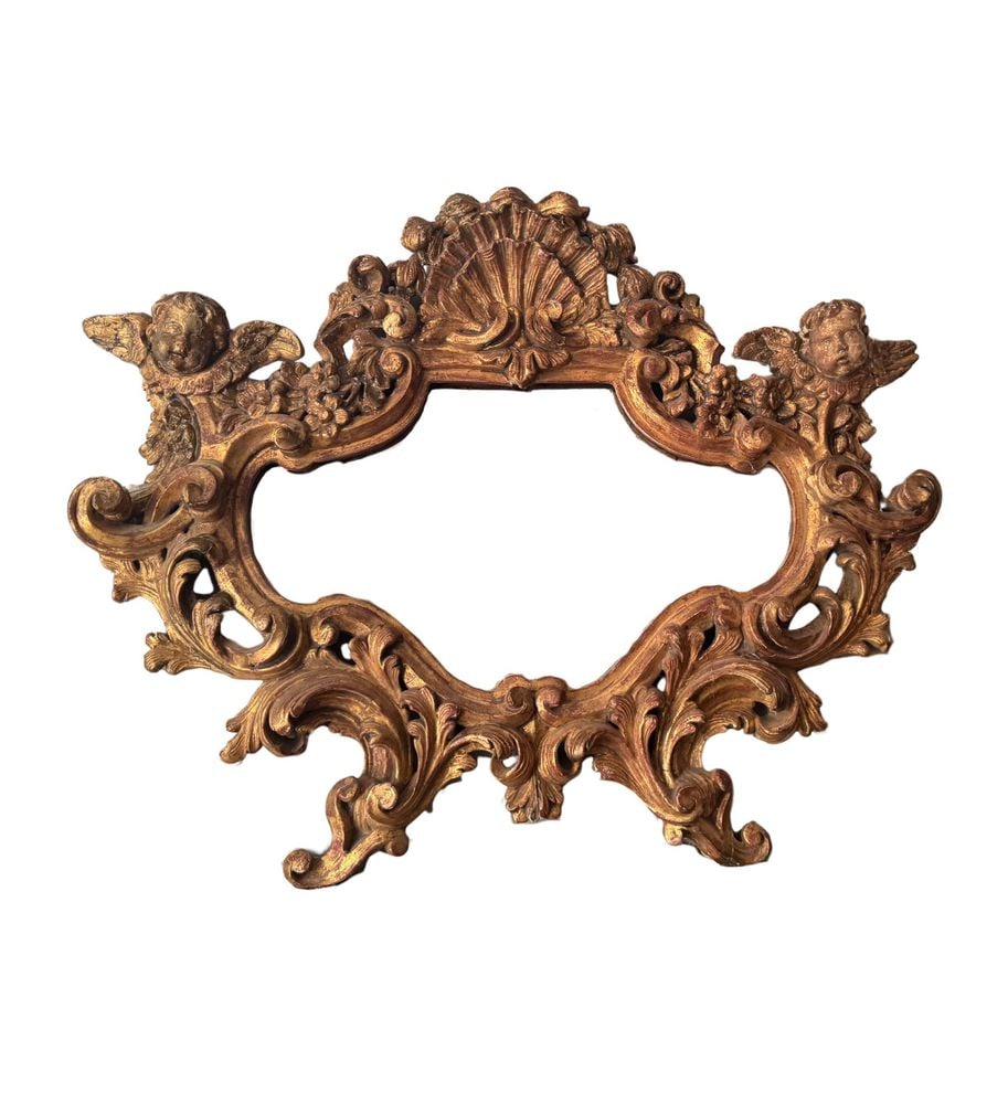 Gilded and carved wooden mirror (1 of 9)