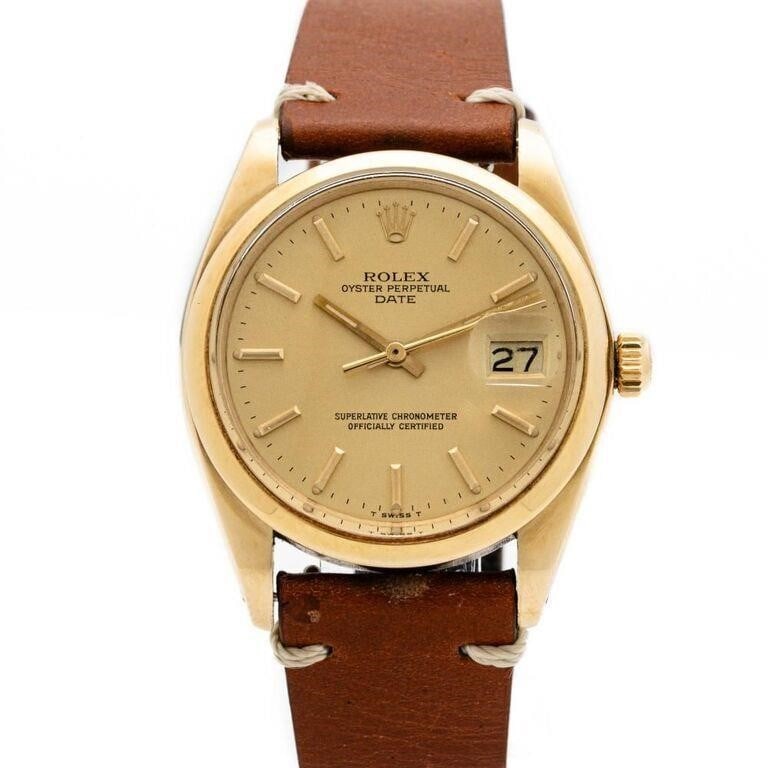 Vintage Rolex 1500 Date 14kt Solid Yellow Gold Automatic Wind Mechanical Wrist Watch (1 of 5)