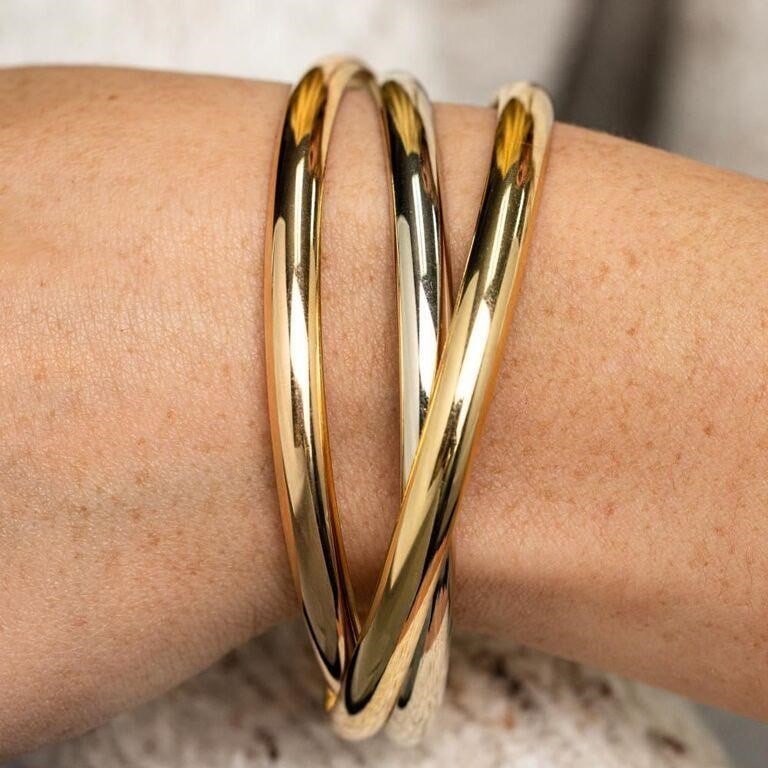 Cartier 18kt White Yellow Rose Gold 6mm Trinity Rolling Bangle (1 of 6)