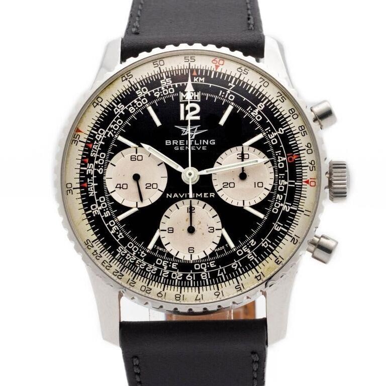Men's Vintage Breitling Navitimer 806 Twin Jets Logo Stainless Steel Manual Wind Chronograph Watch (1 of 6)