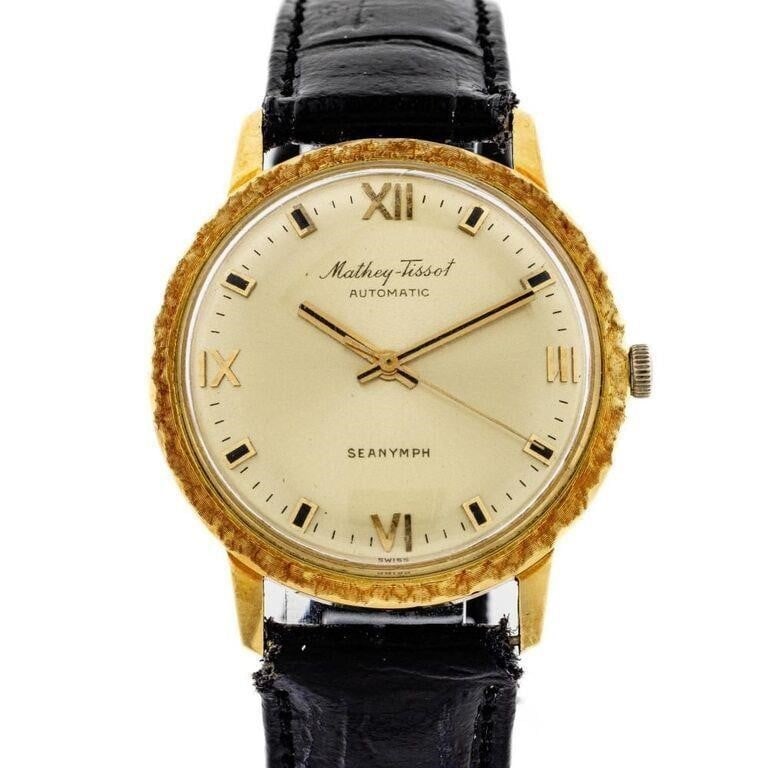 Mathey tissot 14k top gold mens watch