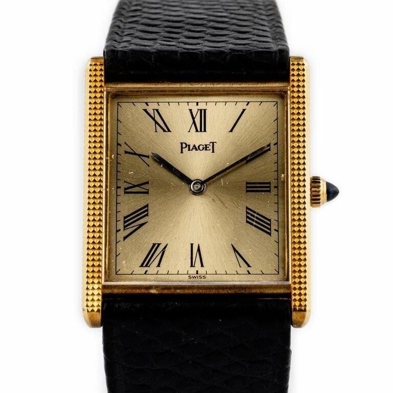 Vintage Piaget 18kt Yellow Gold 9294 Hobnail Bezel Tank Style Cal.9P2 Manual Wind Wrist watch (1 of 6)