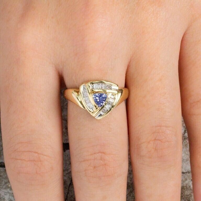 14kt Natural Diamond & Tanzanite Engagement Ring (1 of 7)