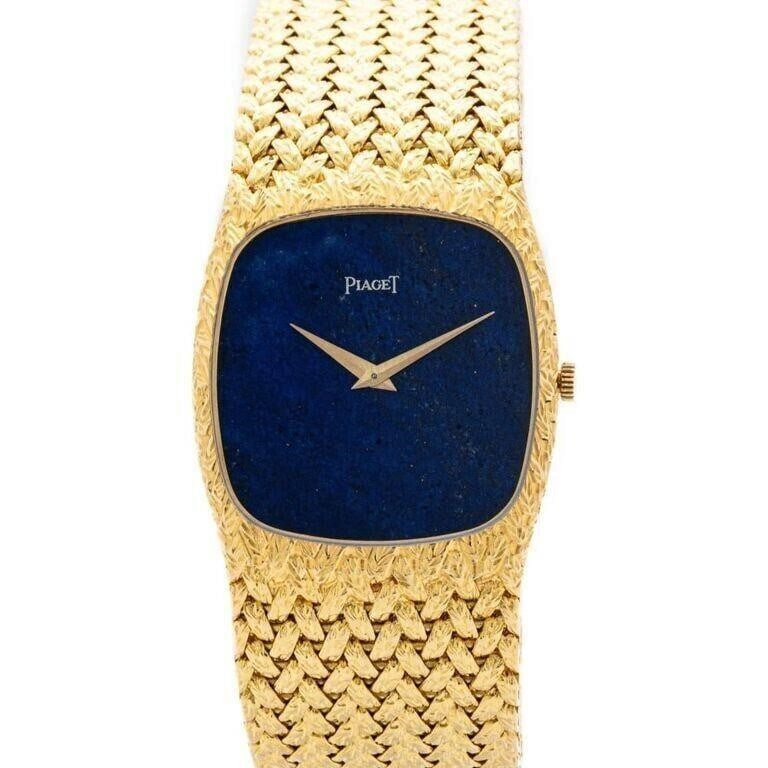 Piaget 18kt Yellow Gold Lapis Lazuli Stone Dial Jumbo 116.9 Gram Manual Wind Mechanical Wrist Watch (1 of 5)
