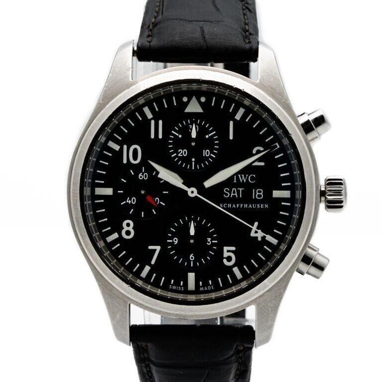 The IWC Schaffhausen Fliegeruhr Chronograph Stainless Steel 31J Automatic Wind Mechanical Wrist (1 of 6)