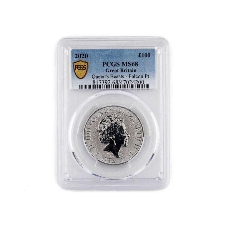 PCGS MS68 1 OZ Platinum Queen's Beasts Falcon Coin (1 of 2)