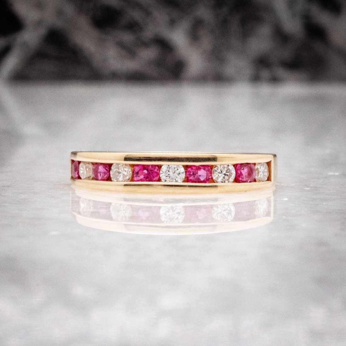 14kt LIBCO 10 Stone Diamond Ruby Wedding Band (1 of 5)