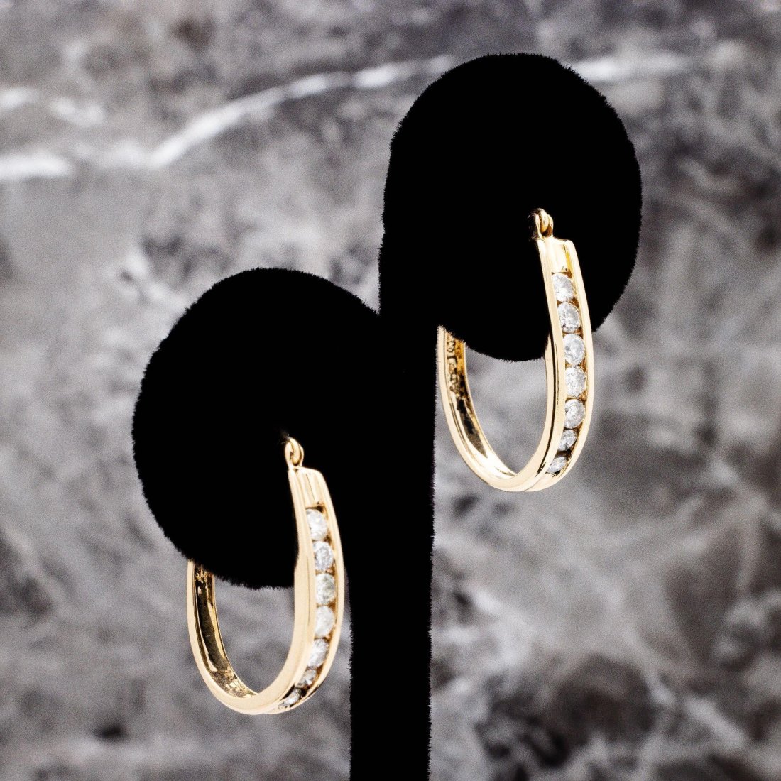 14kt Gold 1.00 ctw Channel Diamond Hoop Earrings (1 of 4)