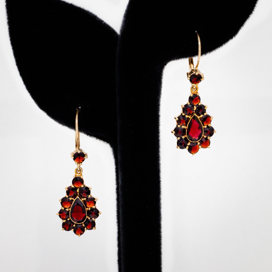 14kt Yellow Gold Pear Garnet Dangle Earrings (1 of 1)