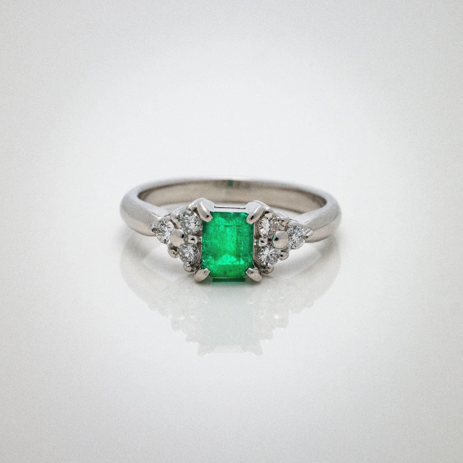 Platinum .69 ctw Emerald Diamond Engagement Ring (1 of 8)