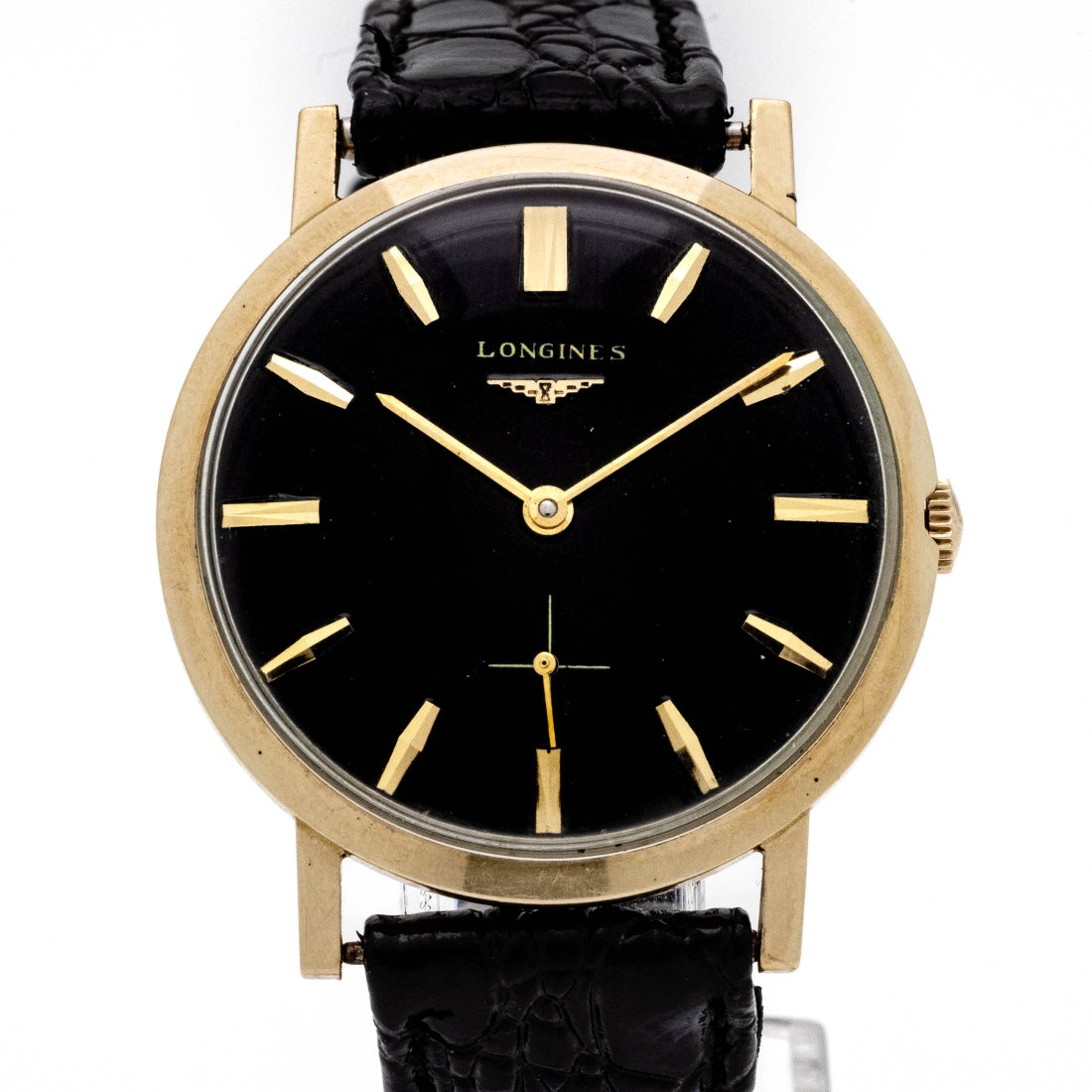 Vintage Longines Gloss Black Dial Manual Watch: Click or Tap For Video! Made in the 1950s this Longines has a a gorgeous black gloss dial. the movement, caliber 370, is classic for Longines and is known fo