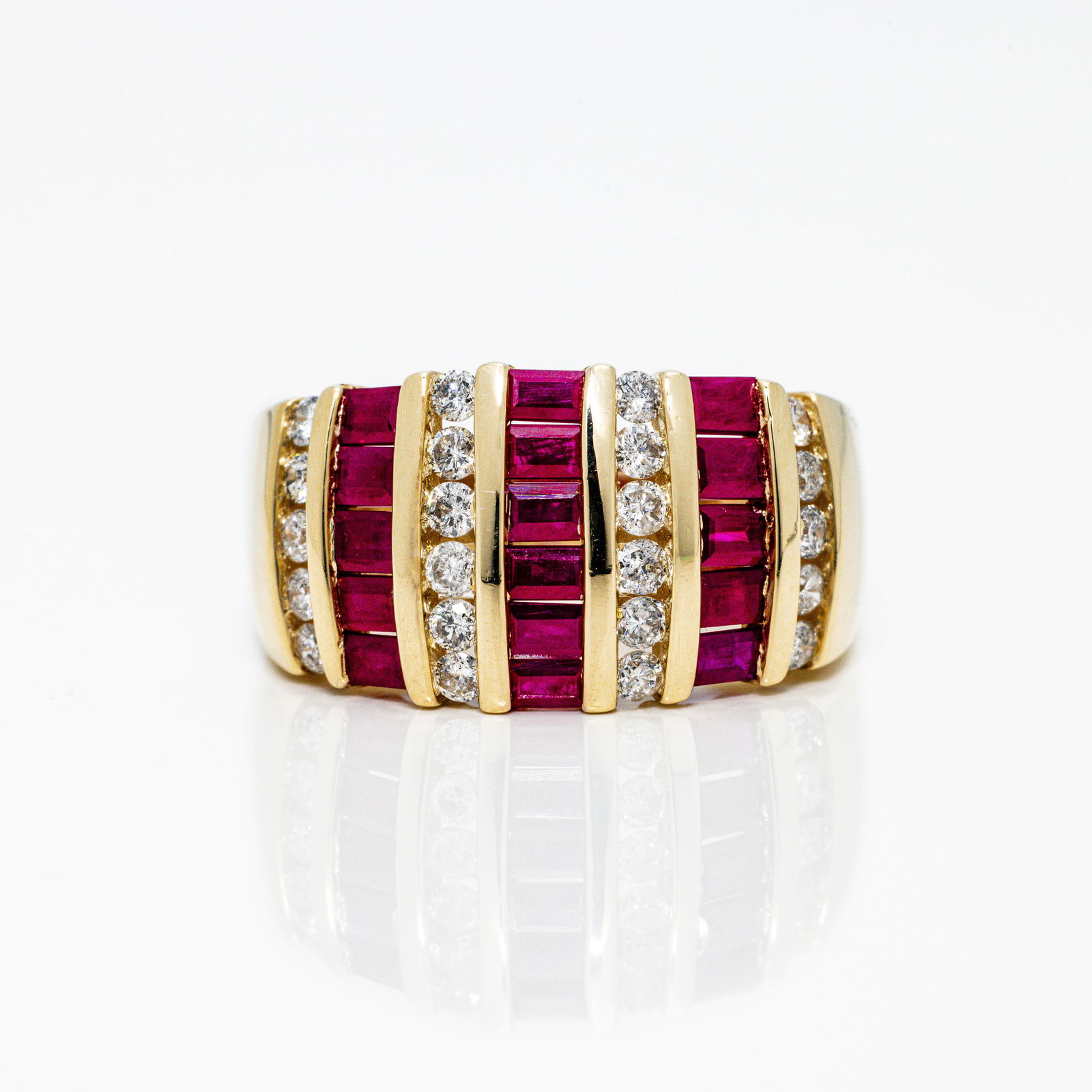 EFFY BH 14kt Yellow Gold Diamond Ruby Channel Ring (1 of 7)