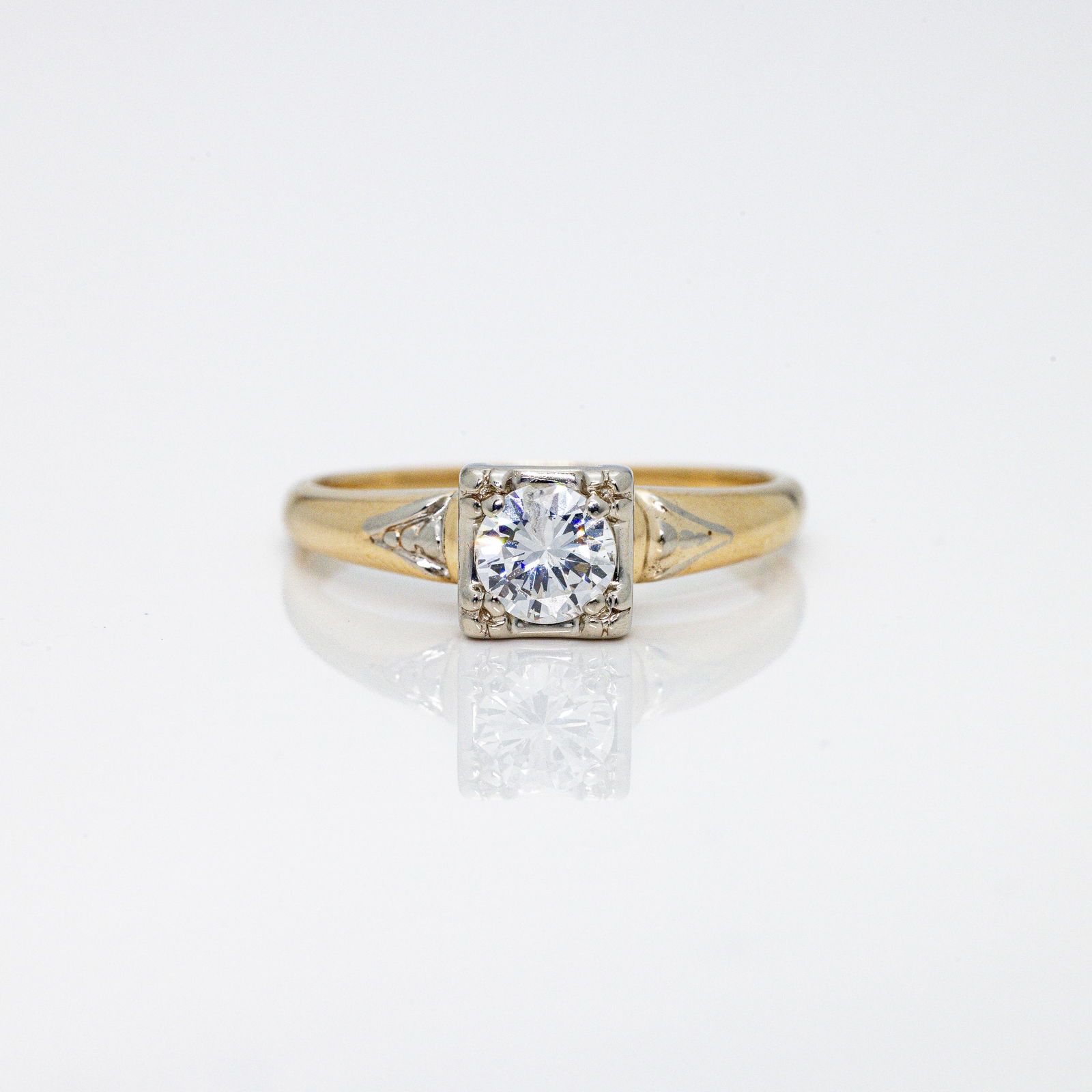 Antique 14k Gold Solitaire Diamond Engagement Ring (1 of 8)