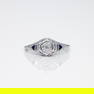 Antique Deco Diamond Blue Sapphire Filigree Ring