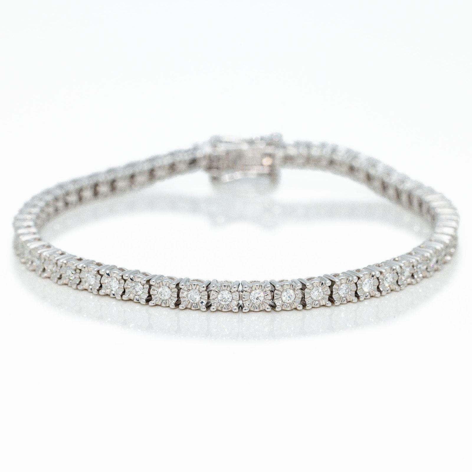 14K WG 1.08 ctw Natural Diamond Tennis Bracelet (1 of 8)