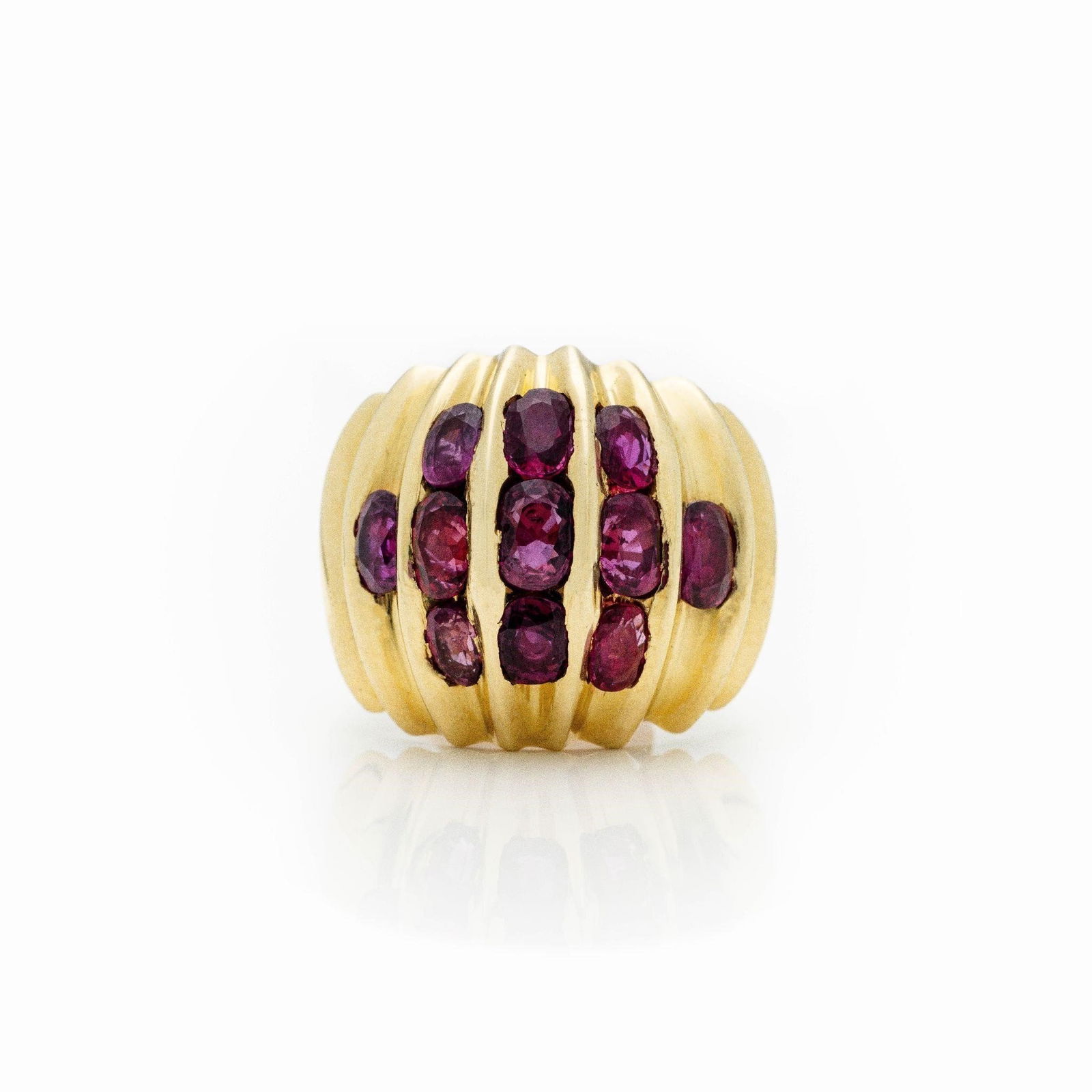 14kt Gold Red Ruby Channel Set Domed Ring (1 of 12)