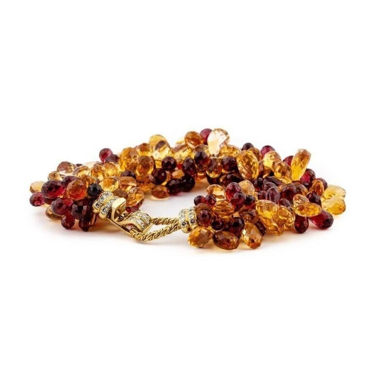 18k Gold Rhodolite Garnet Citrine Diamond Bracelet (1 of 8)