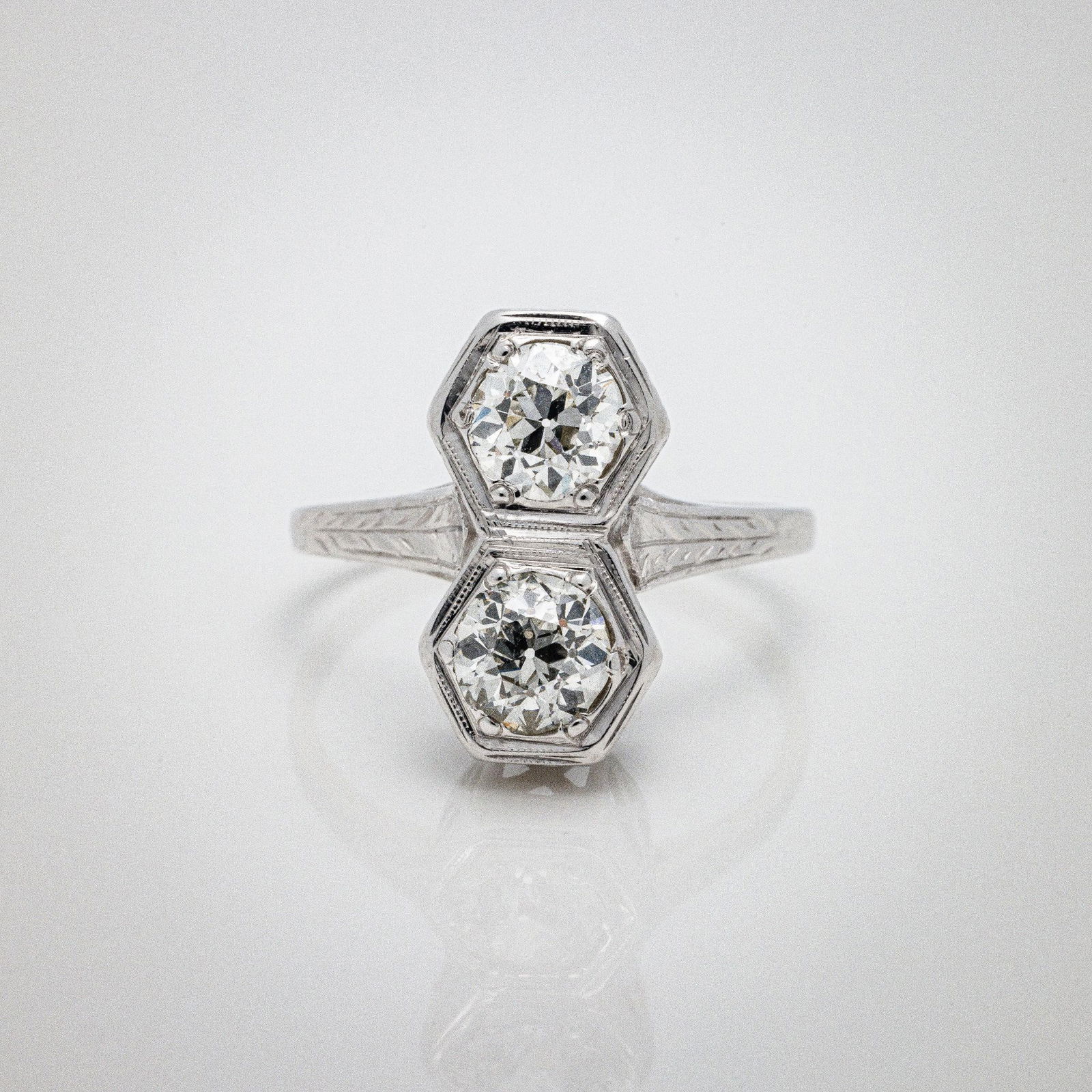 Antique Deco 14kt 1.00 ctw Two Stone Diamond Ring (1 of 6)