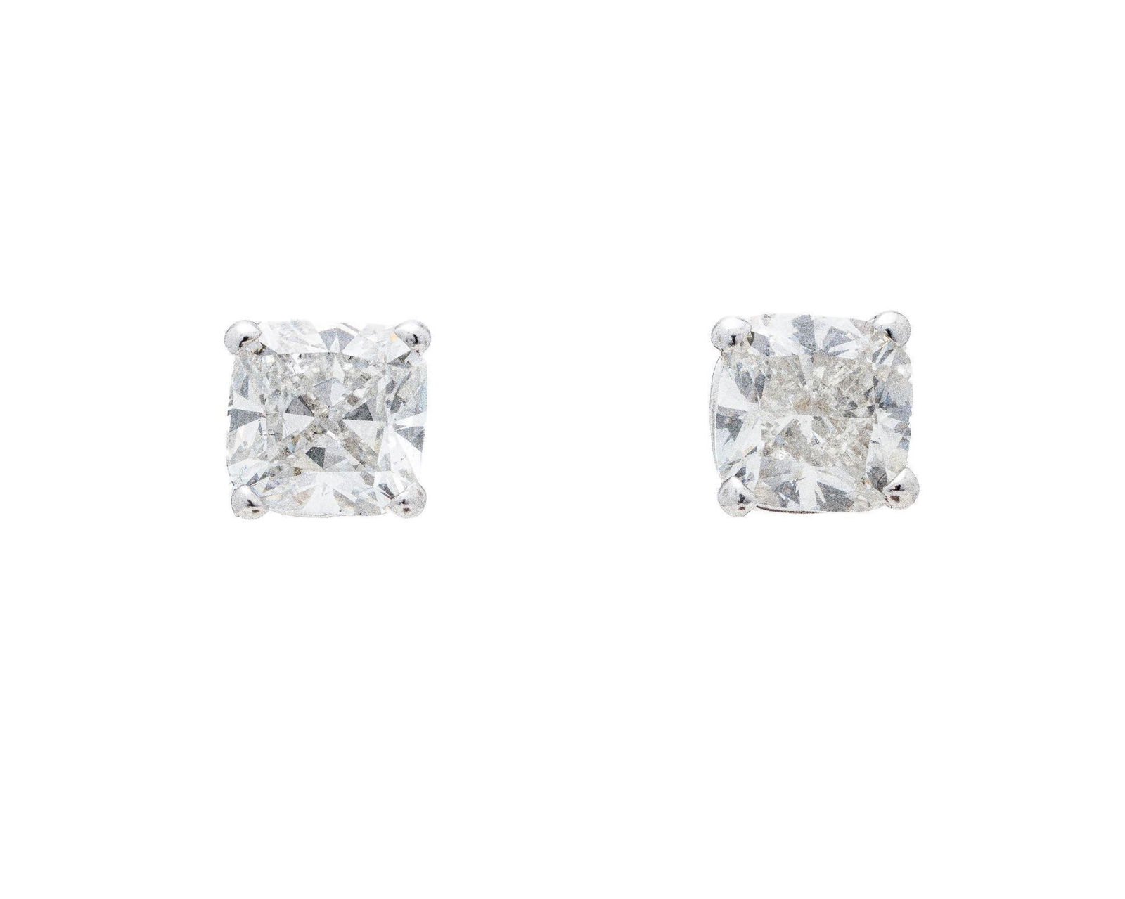 14kt Gold 6 CTW BIG Cushion Diamond Stud Earrings (1 of 10)