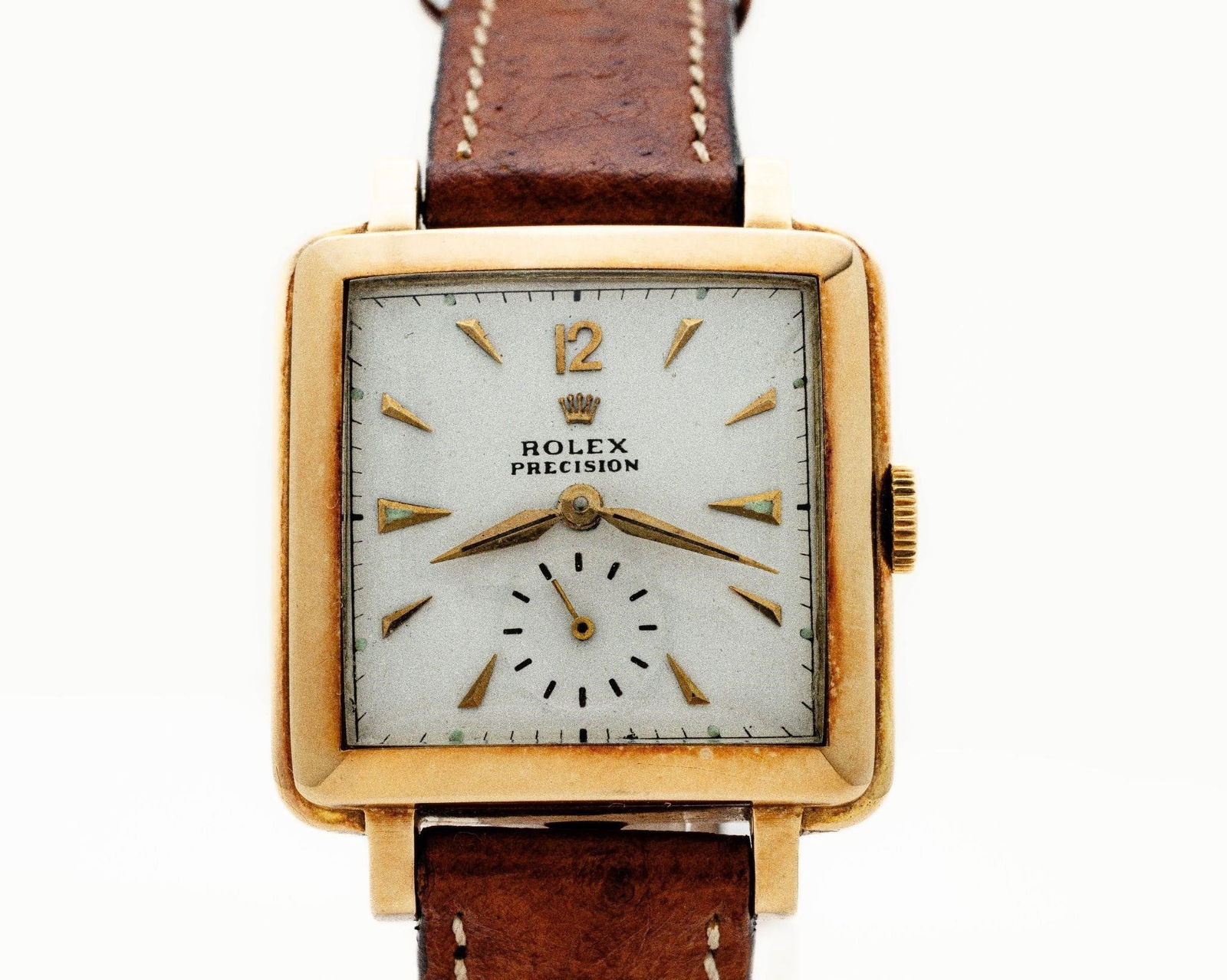 Vintage Rolex Precision 4645 14K Gold Square Watch (1 of 6)