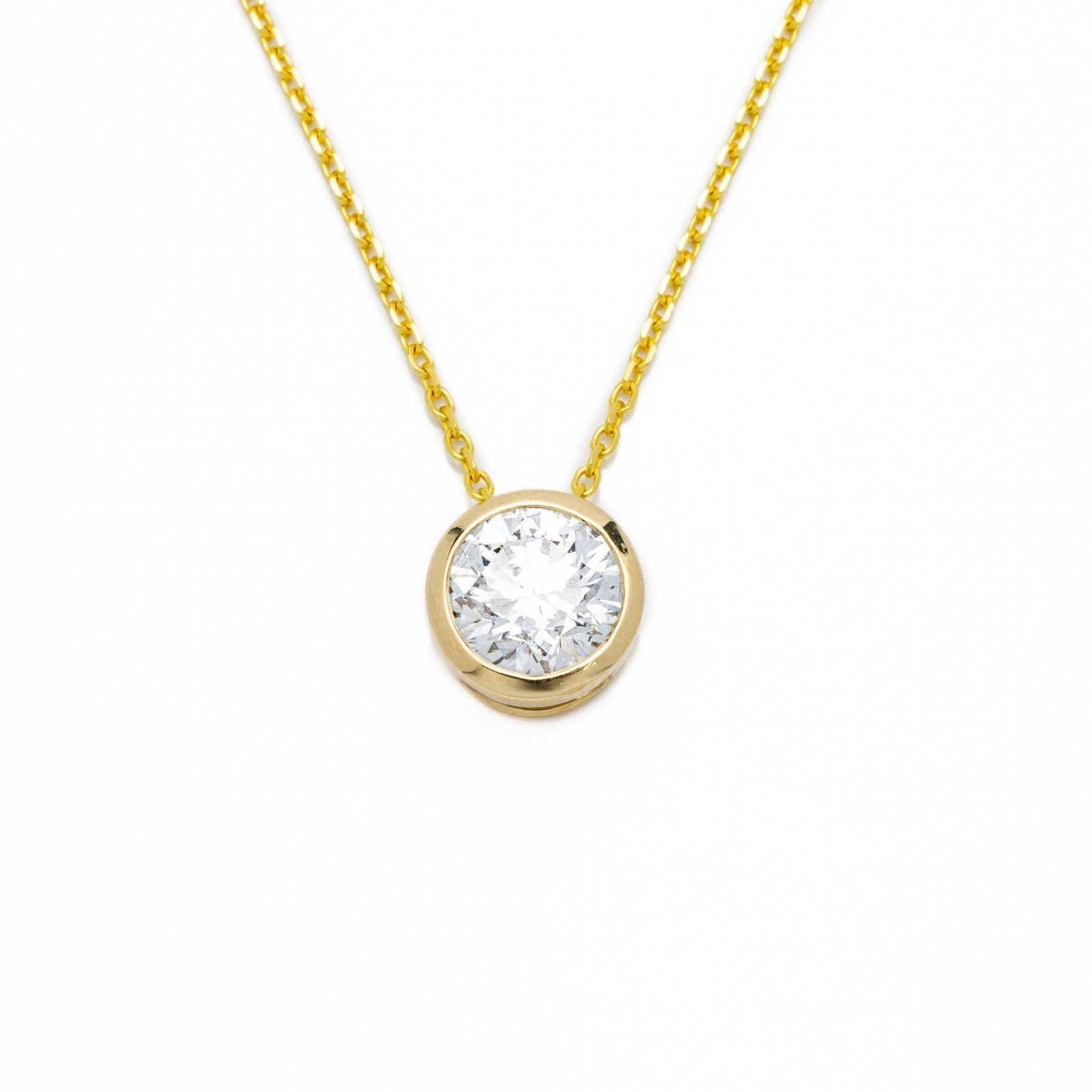 14kt Gold 1.36 ct Round Solitaire Pendant Necklace (1 of 7)