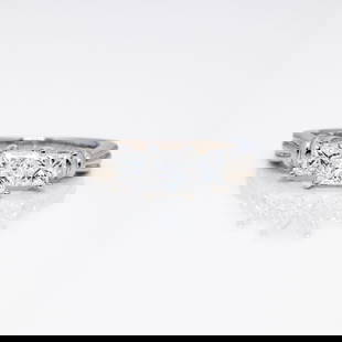 Platinum Women's 3-Stone 1.60ct Diamond Ring: Platinum 3-Stone Diamond Ring - 1.60ctw - F-G Color VS-SI Clarity - Size 6.75 - Estate Piece This elegant platinum three-stone diamond ring is a timeless symbol of love's journey-representing the