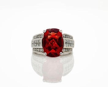 18kt White Gold Natural Andesine Diamond Ring