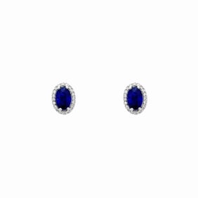 14kt Gold Natural Sapphire Halo Diamond Earrings