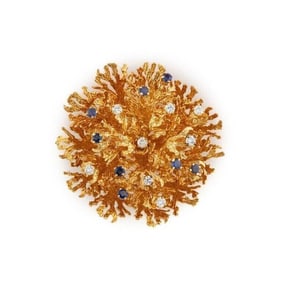 Tiffany & Co 18kt Sapphire Diamond Coral Reef Pin